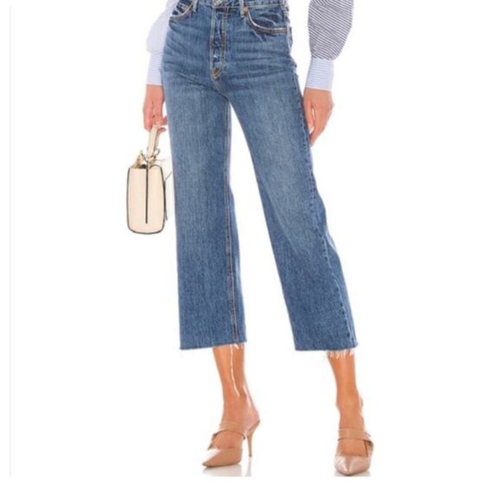 GRLFRND Jeans Bobbi 28 What You Like Wash Distressed Frayed Hem Button Fly